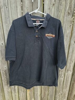 HARLEY DAVIDSON LAS VEGAS XL Black Polo with Orange and White Shield Logo